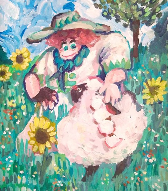 milo and wooloo, 2019. acrylic on paper.