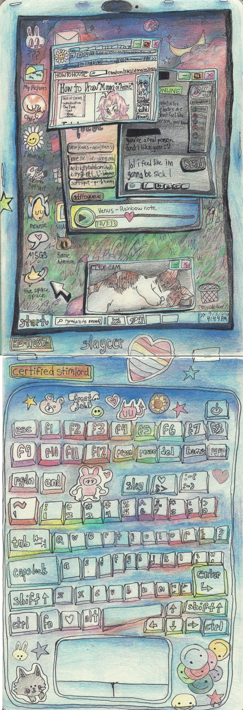 My Laptop 1, 16.6 in. x 5.8 in., colored pencil and ink on paper.