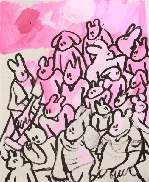 pink crowd, 2019. acrylic on paper.